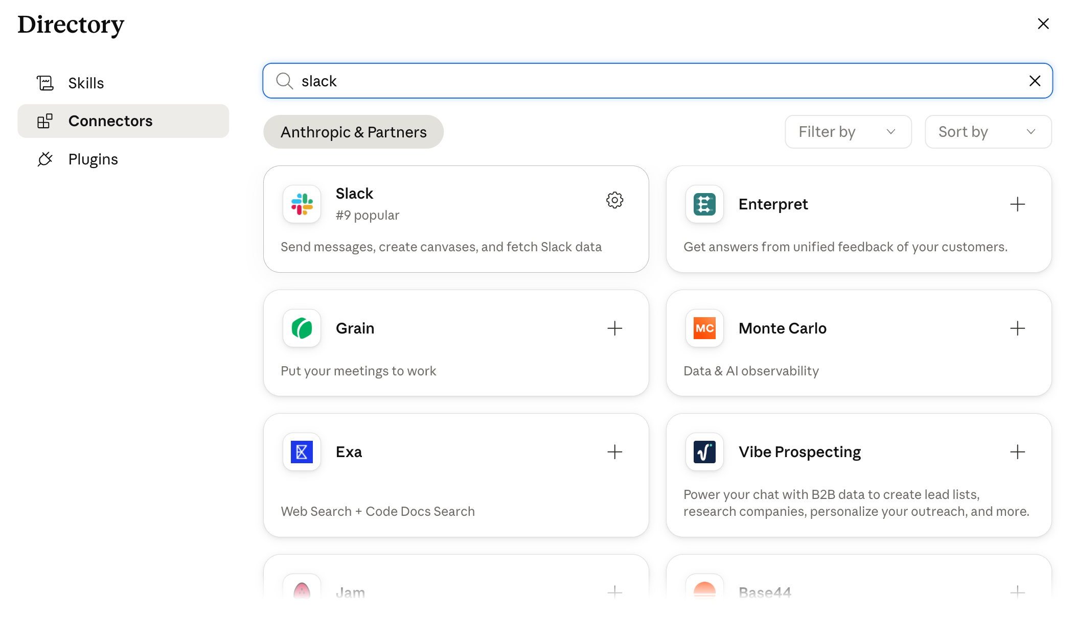 Customize Connectors 面板搜 slack 加 Slack connector
